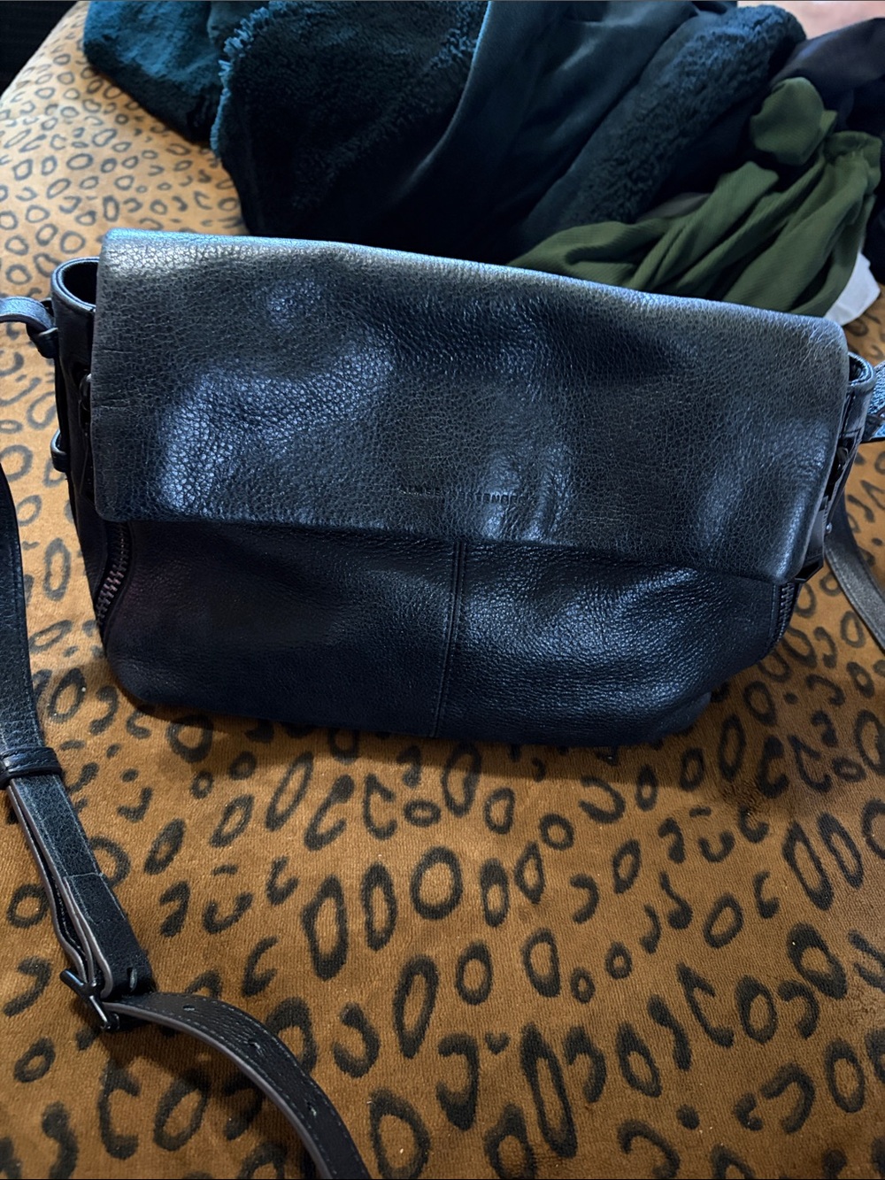 Aimee Kestenberg Black Pebbled Leather Flap Crossbody